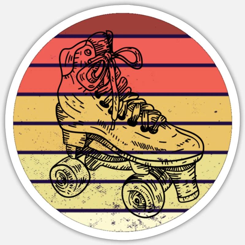 Rollerskates Rollerskating Rollschuhe retro vintag - Sticker Größe S (10 x 10 cm) - Mattweiß