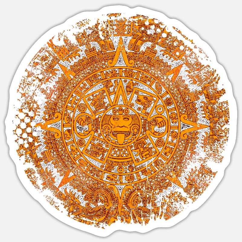 Calendrier Aztèque Maya Aztèque Mexique - Sticker taille S (10 x 10 cm) - blanc mat