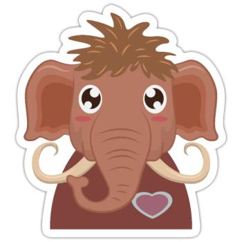 mammouth - Sticker taille S (10 x 10 cm) - blanc mat - Devant