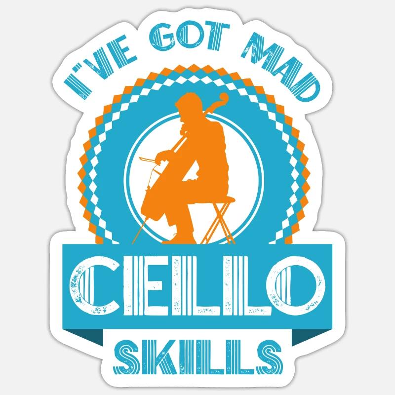 Cello player - cello - Sticker size S (10 x 10 cm) - white matte