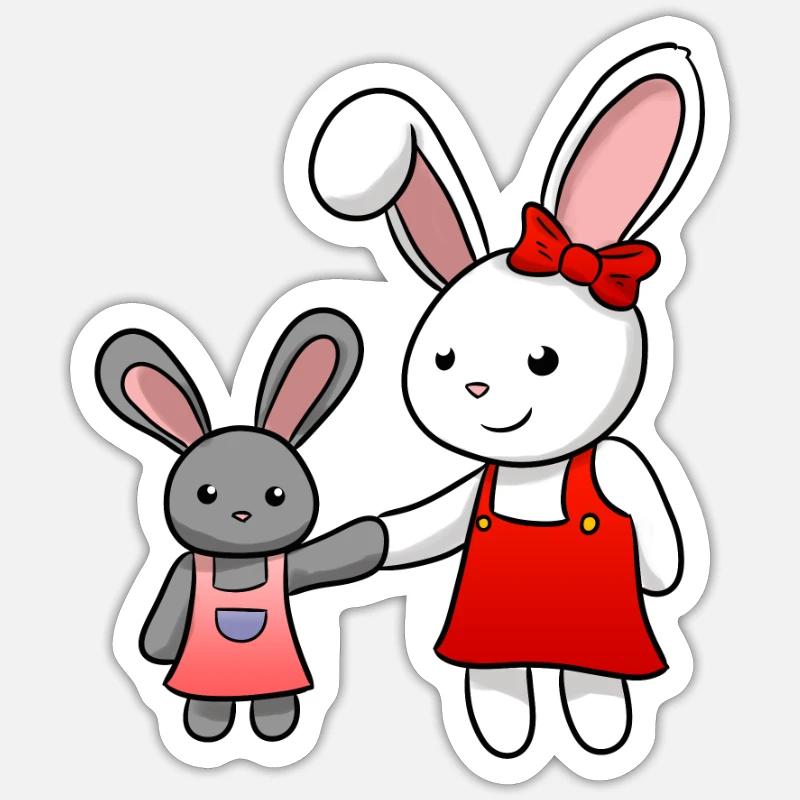 Lapin mignon lapins - Sticker taille S (10 x 10 cm) - blanc mat