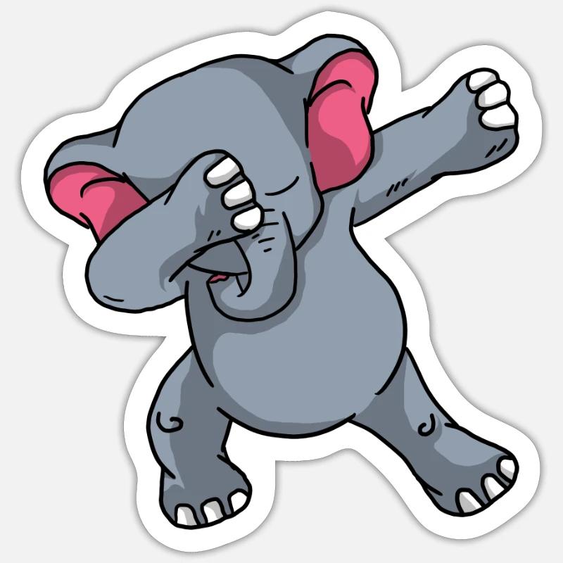 Cadeau d’éléphant de dabbing - Sticker taille S (10 x 10 cm) - blanc mat