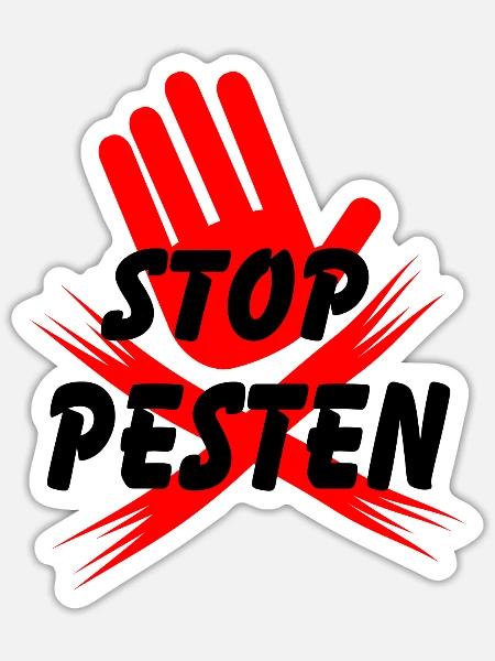 Stoppen Sie das Mobbing von Hand und Kreuzlogo Niederländischer Text - Sticker Größe S (10 x 10 cm) - Mattweiß