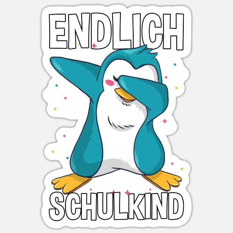 Endlich Schulkind Dabbing Pinguin Einschulung Sticker Größe S (10 x 10 cm)