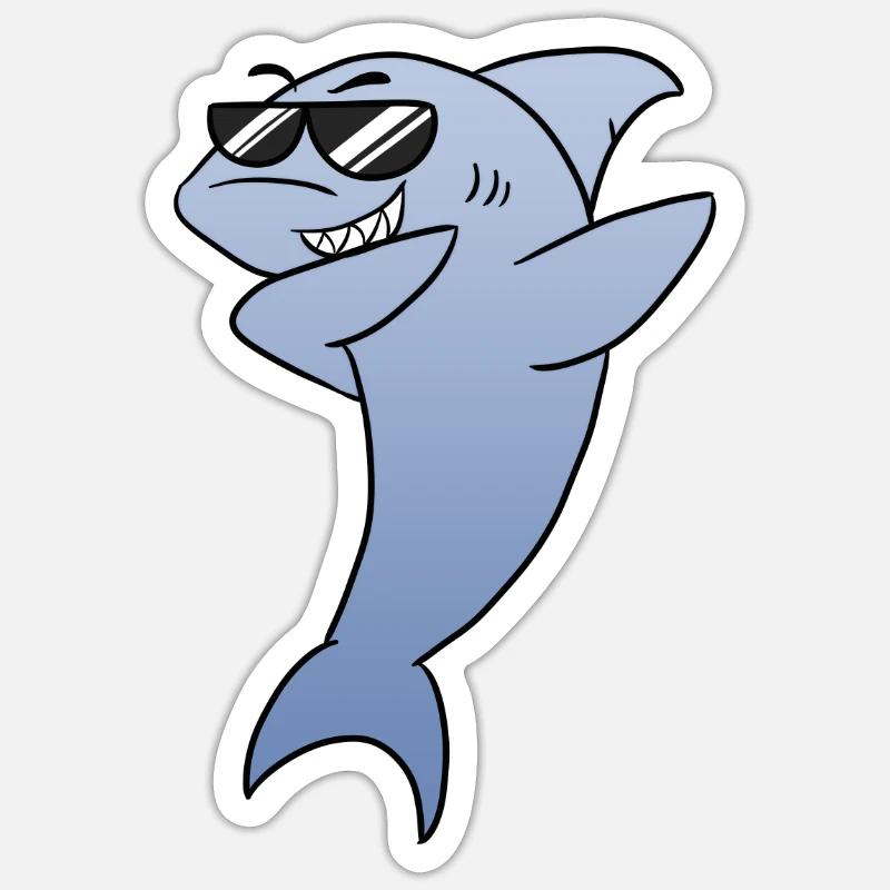 Requin mignon - Sticker taille S (10 x 10 cm) - blanc mat
