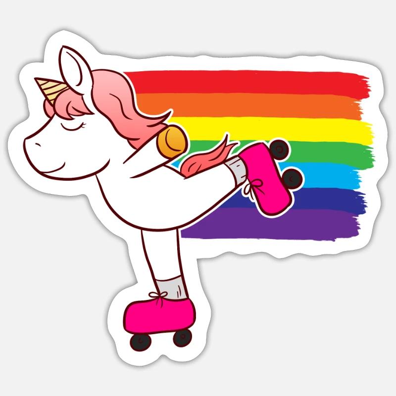 Roller Skating Einhorn Rollschuh - Sticker Größe S (10 x 10 cm) - Mattweiß