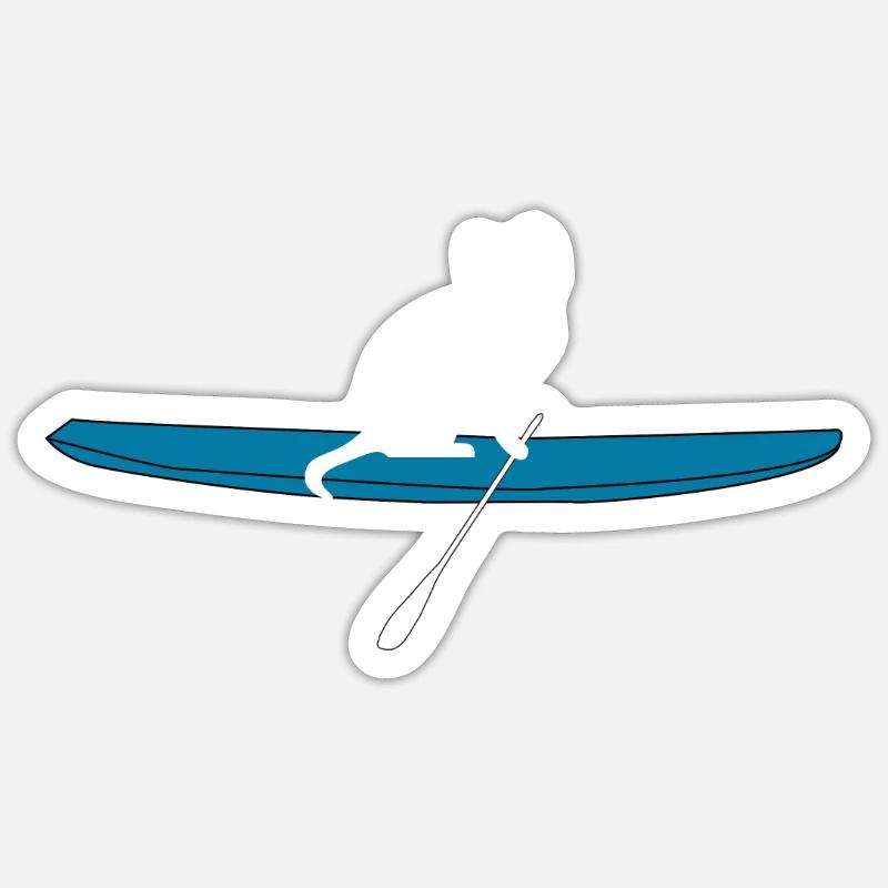 Stand up paddle pour chat SUP - Sticker taille S (10 x 10 cm) - blanc mat