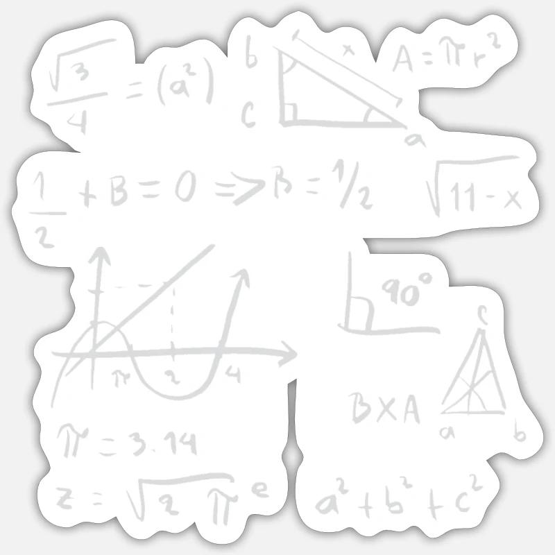Équations de formules mathématiques connues - Sticker taille S (10 x 10 cm) - blanc mat