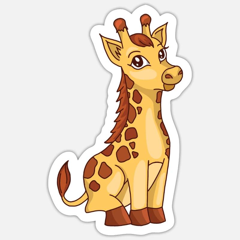 Girafe bébé girafe mignon - Sticker taille S (10 x 10 cm) - blanc mat
