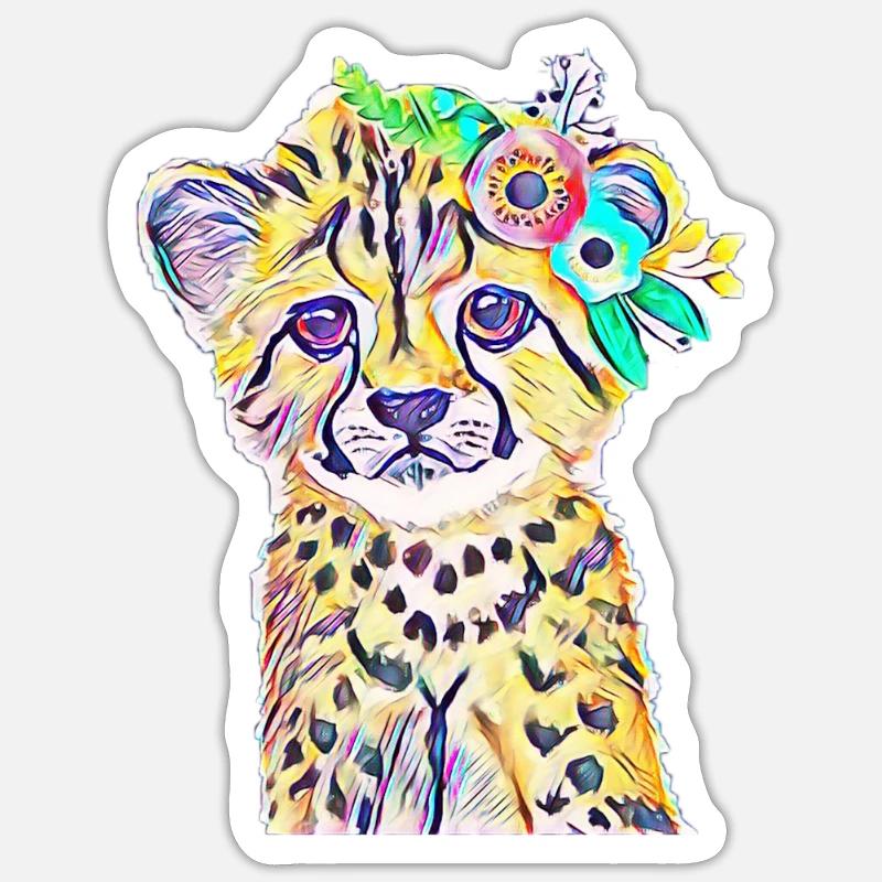 guépard - Sticker taille S (10 x 10 cm) - blanc mat
