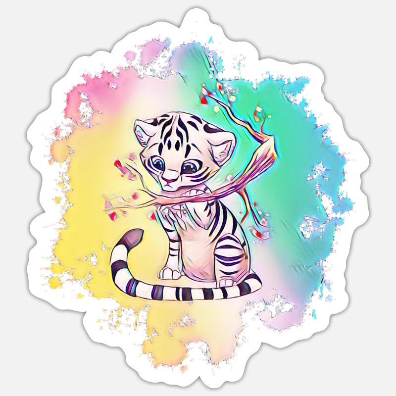 Tiger - Sticker Größe S (10 x 10 cm) - Mattweiß