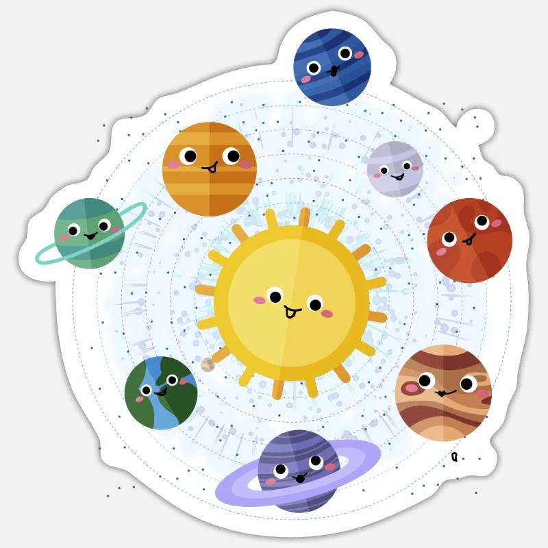 Cadeau de l'espace du système solaire des planètes de l'espace extra-atmosphérique - Sticker taille S (10 x 10 cm) - blanc mat