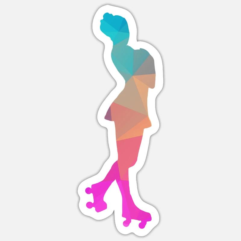 Conception abstraite de glace et de patins à roulettes - Sticker taille S (10 x 10 cm) - blanc mat