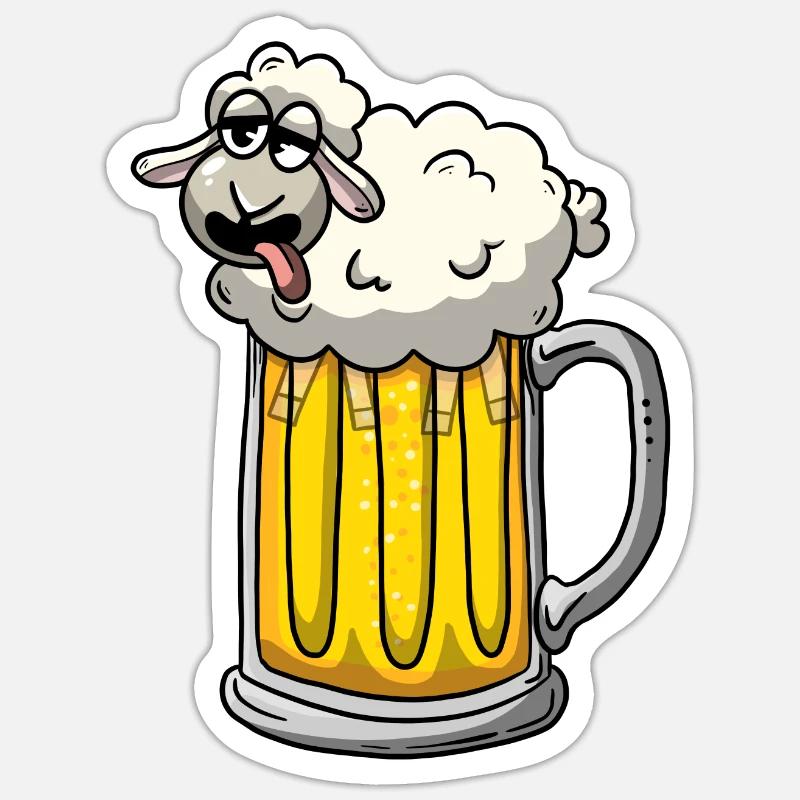 Bier und Schaf Sticker Größe S (10 x 10 cm)