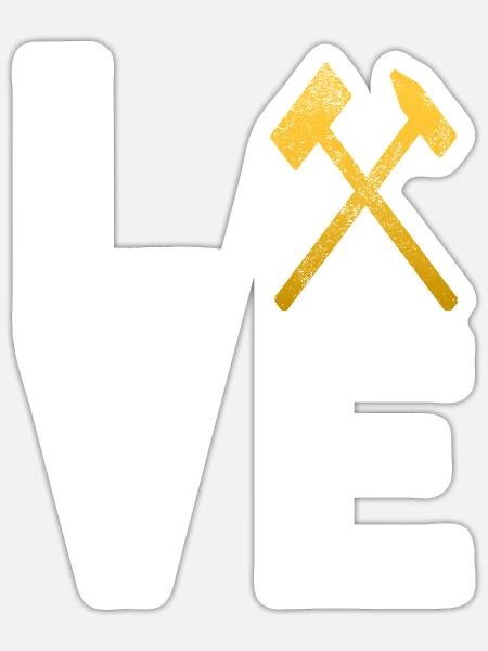 Bergbauer Bergbau Schlägel und Eisen - Sticker Größe S (10 x 10 cm) - Mattweiß