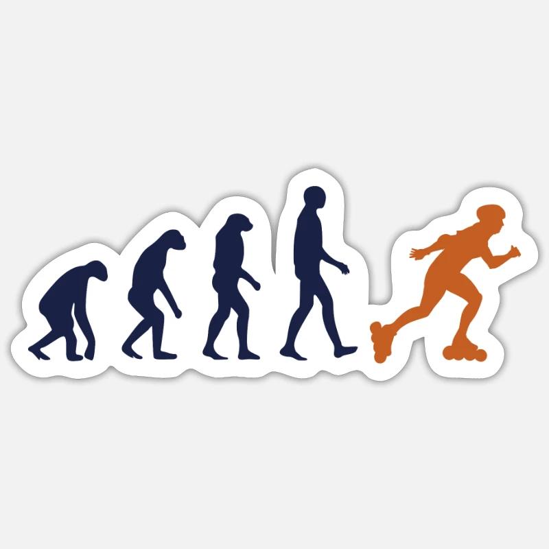 Skater Evolution Retro Roller Skating Development - Sticker size S (10 x 10 cm) - white matte