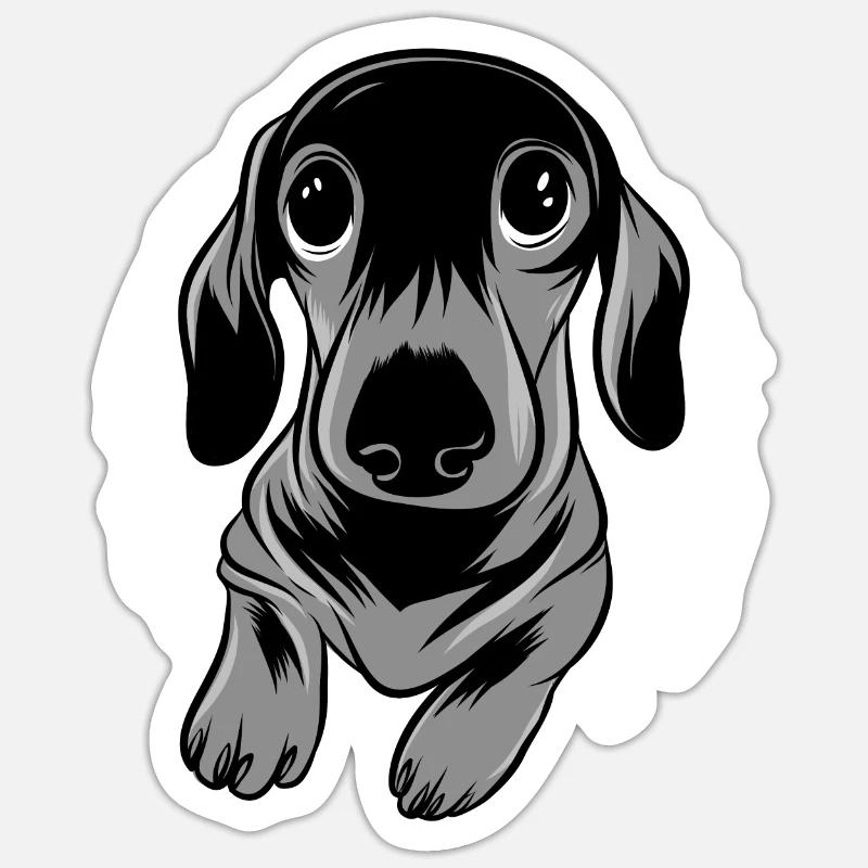 Teckel teckel - Sticker taille S (10 x 10 cm) - blanc mat