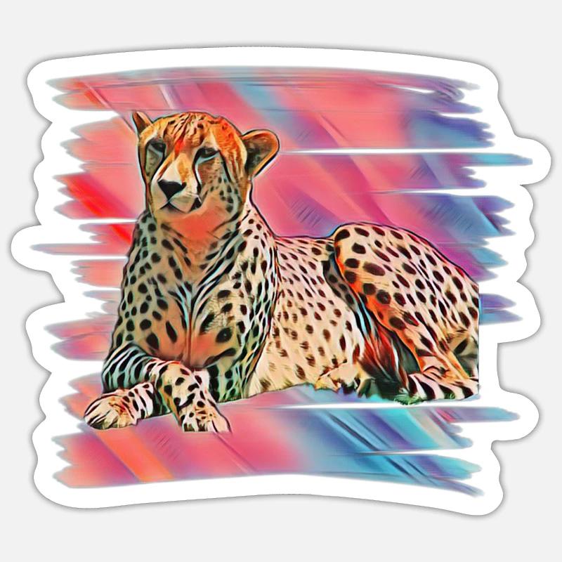 guépard - Sticker taille S (10 x 10 cm) - blanc mat