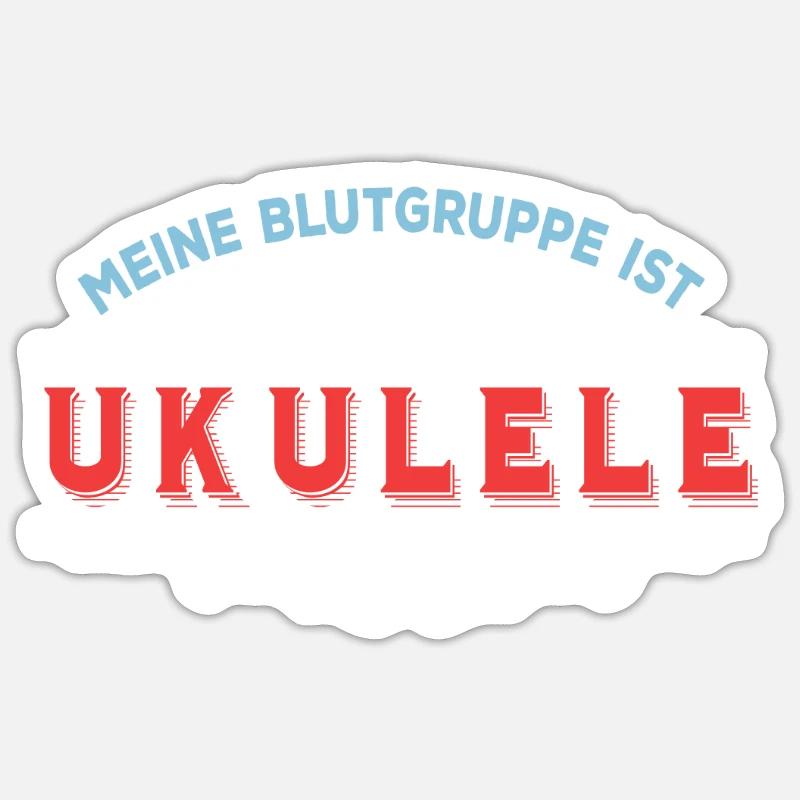 Blutgruppe Ukulele - Ukulele - Sticker Größe S (10 x 10 cm) - Mattweiß