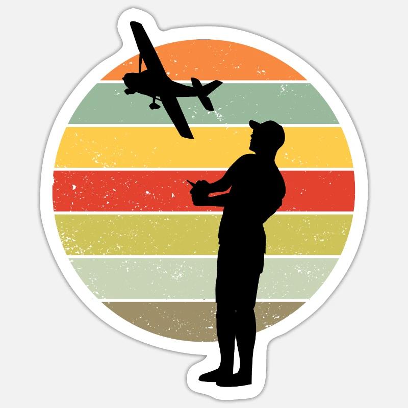 Modèle de vol modèle constructeur avion rétro cadeau - Sticker taille S (10 x 10 cm) - blanc mat