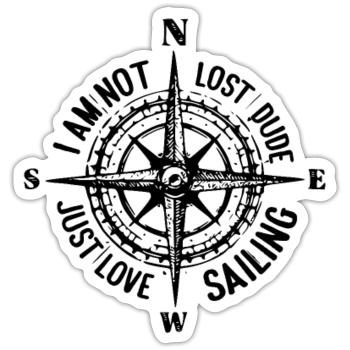 Boussole bateau marin yacht voilier voile - Sticker taille S (10 x 10 cm) - blanc mat - Devant