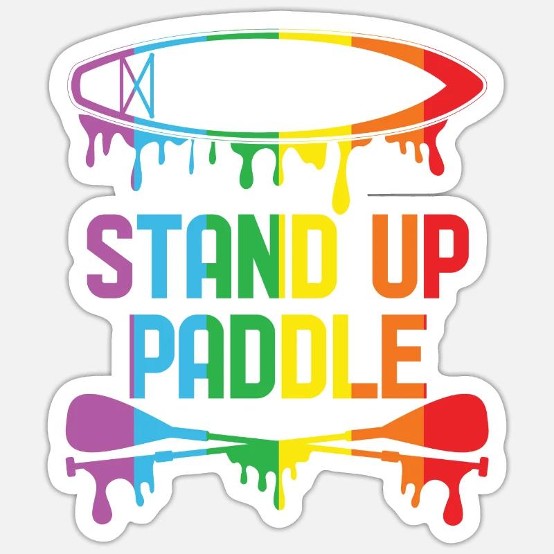 SUP Rainbow - Stand Up Paddle Pride Sticker taille S (10 x 10 cm)