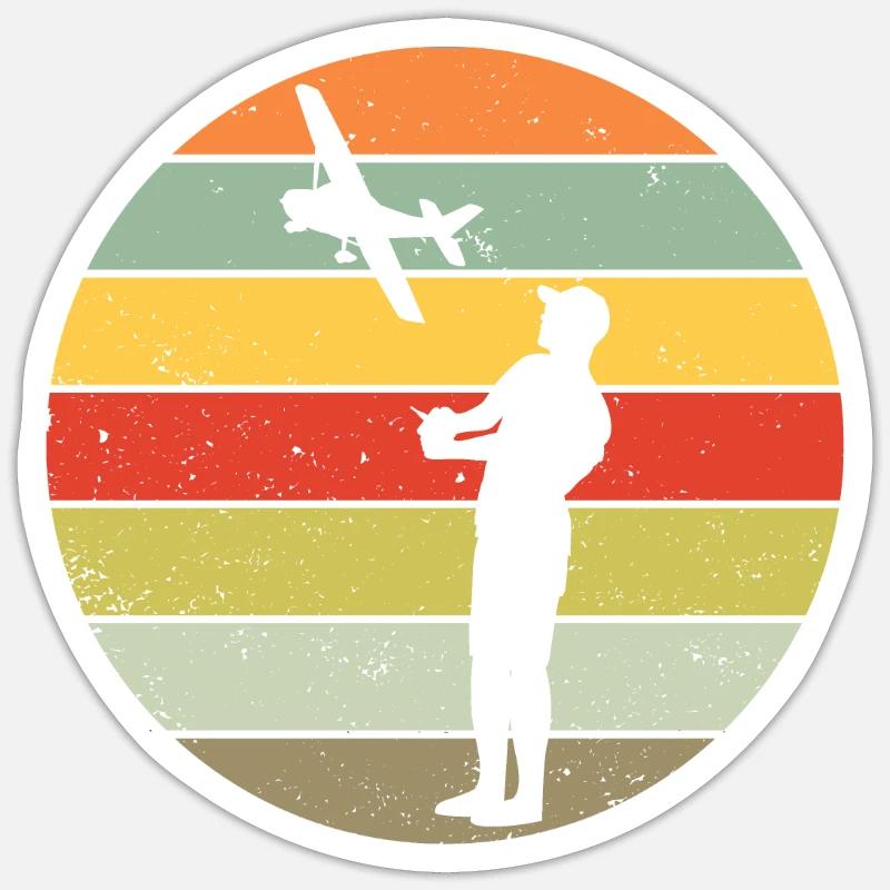Modellflug Modellbauer Flugzeug Retro Geschenk - Sticker Größe S (10 x 10 cm) - Mattweiß