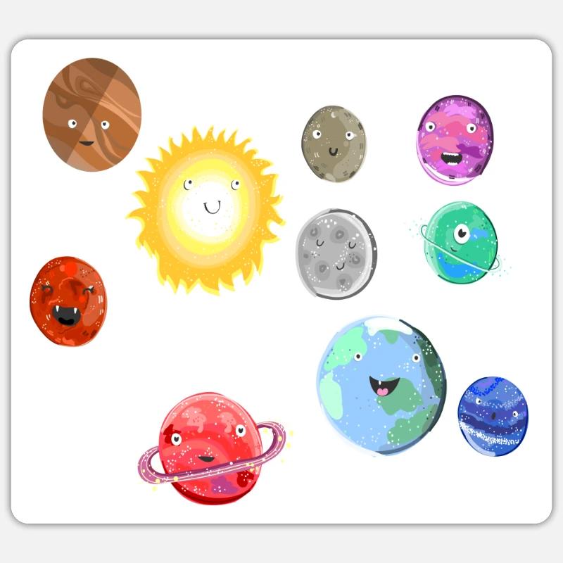 Solar system moon space cute outer space - Sticker size S (10 x 10 cm) - white matte
