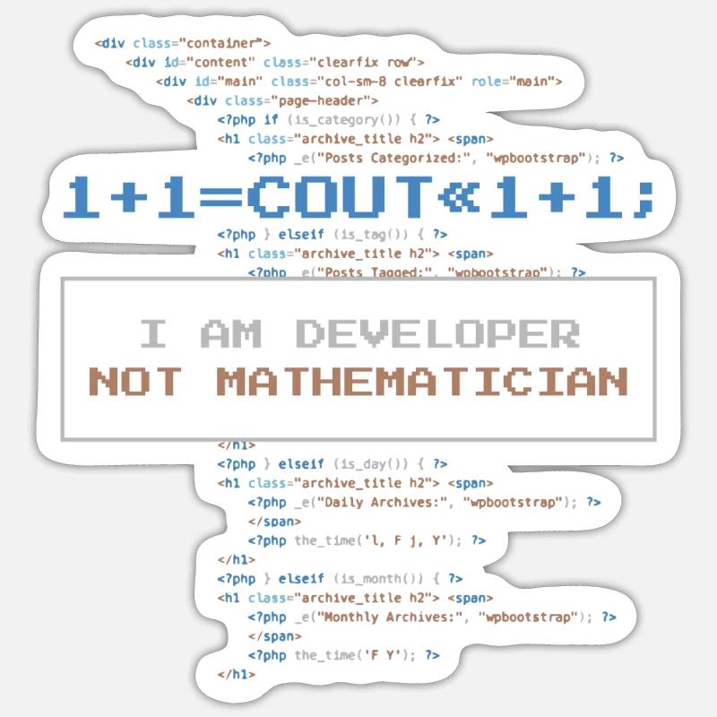 Funny developer saying no math ace Sticker size S (10 x 10 cm)