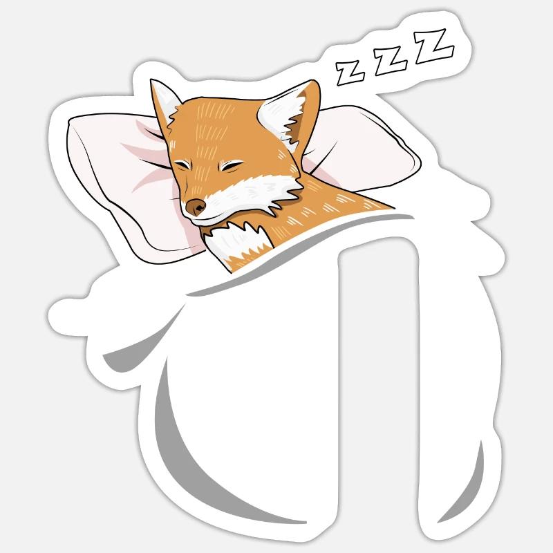 Sleeping and slumbering fox - Sticker size S (10 x 10 cm) - white matte