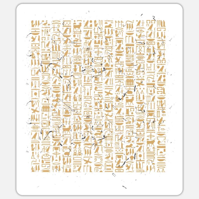 Pyramide égyptienne de hiéroglyphes égyptiens - Sticker taille S (10 x 10 cm) - blanc mat