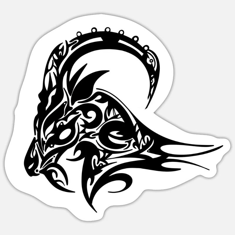 Widder Steinbock Schafbock mit Hörnern Sticker Größe S (10 x 10 cm)