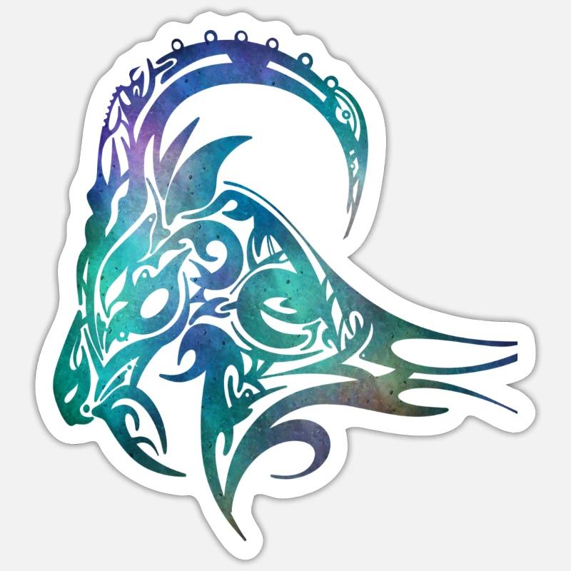 Widder Sternzeichen Schafbock mit Hörnern - Sticker Größe S (10 x 10 cm) - Mattweiß