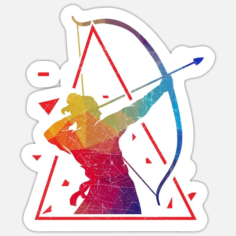 Tir à l'arc Chasse à l'arc - Sticker taille S (10 x 10 cm) - blanc mat