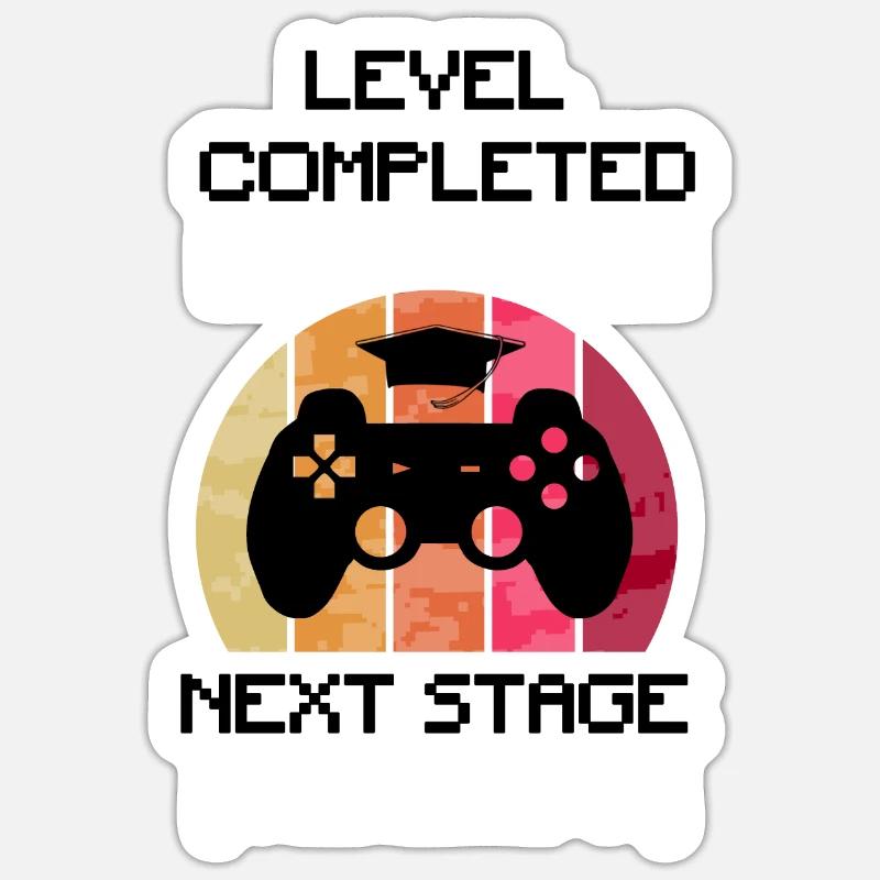 LEVEL COMPLETED KLASSE 7 auf 8 Next LvL der Schule - Sticker Größe S (10 x 10 cm) - Mattweiß