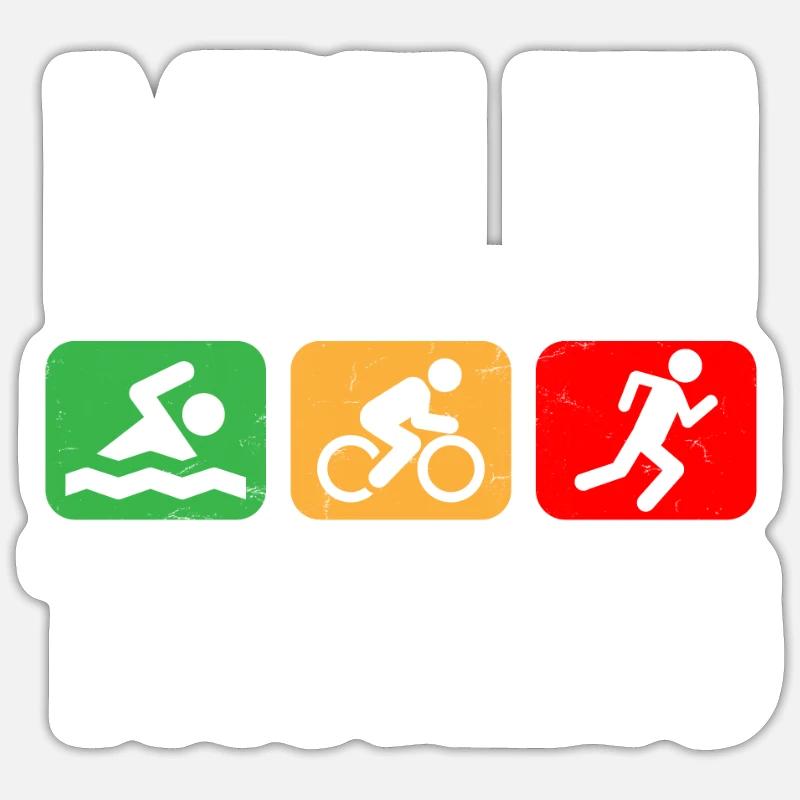 Vélo de natation multitâche triathlète en cours d'exécution Sticker taille S (10 x 10 cm)