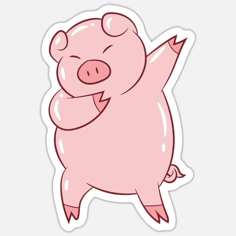 Cute Dabbing Pig - Sticker size S (10 x 10 cm) - white matte