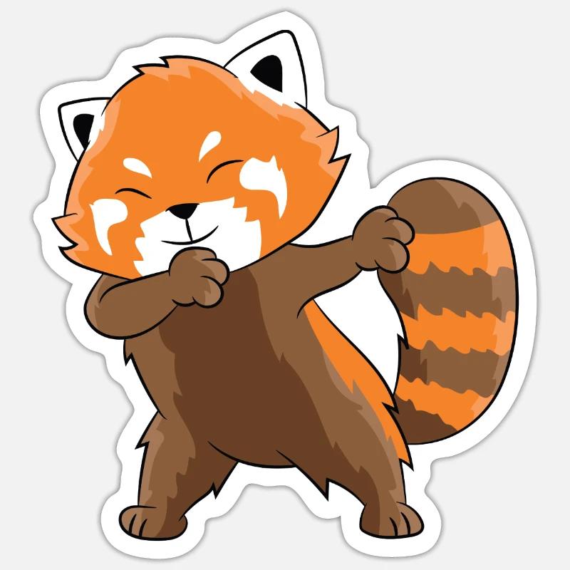 Dabbender Roter Panda Dabbing Red Panda - Sticker Größe S (10 x 10 cm) - Mattweiß