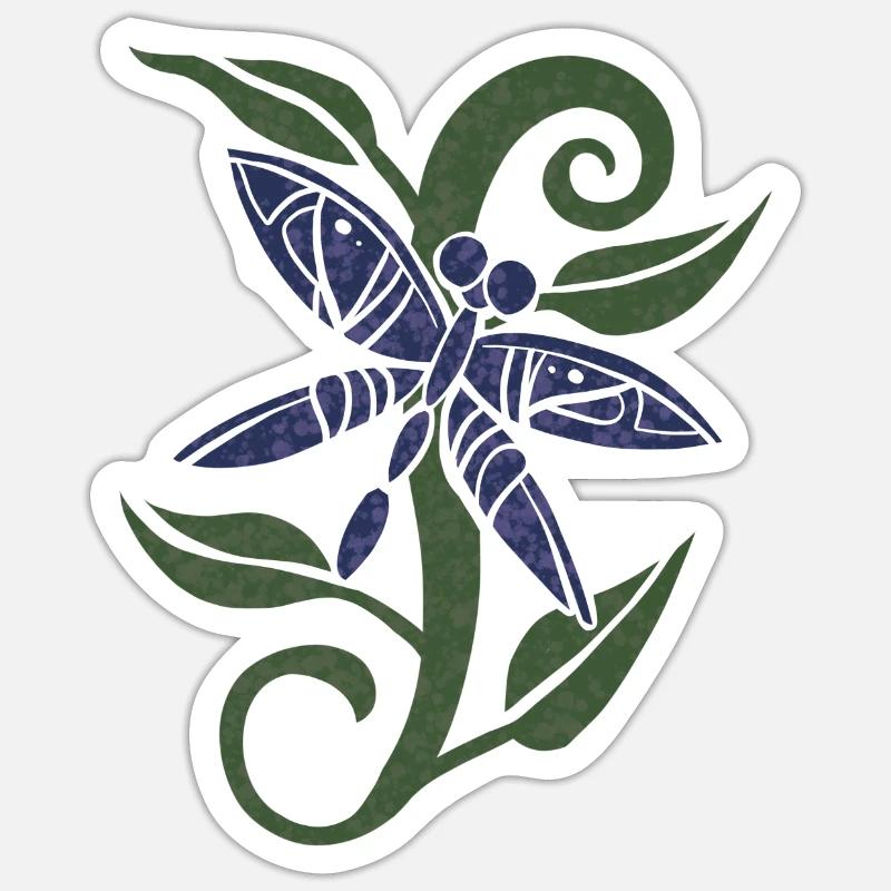 Blue Dragonfly - Sticker size S (10 x 10 cm) - white matte