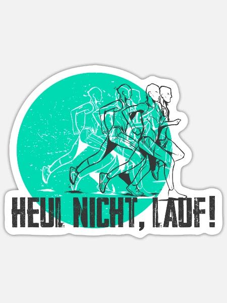 Tolles Shirt für Läufer: Heul nicht, Lauf! - Sticker Größe S (10 x 10 cm) - Mattweiß