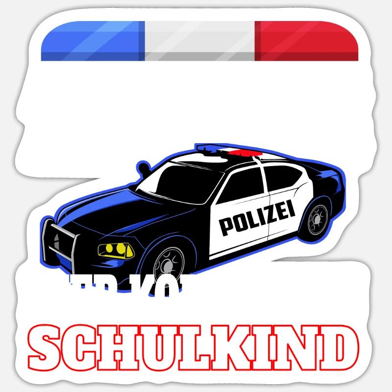 Schulkind 2021 Einschulung Polizei Junge Geschenk - Sticker Größe S (10 x 10 cm) - Mattweiß