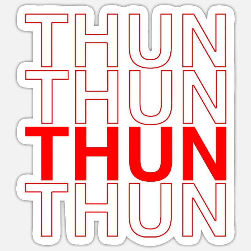THUN Design - Red Calligraphy - Sticker size S (10 x 10 cm) - white matte