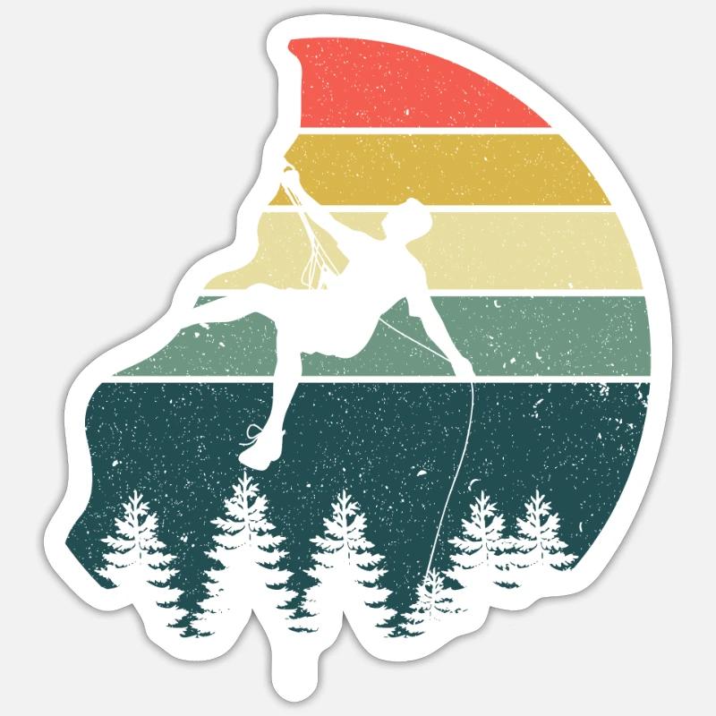 Kletterer Geschenk Bergsteiger Retro Boulder - Sticker Größe S (10 x 10 cm) - Mattweiß