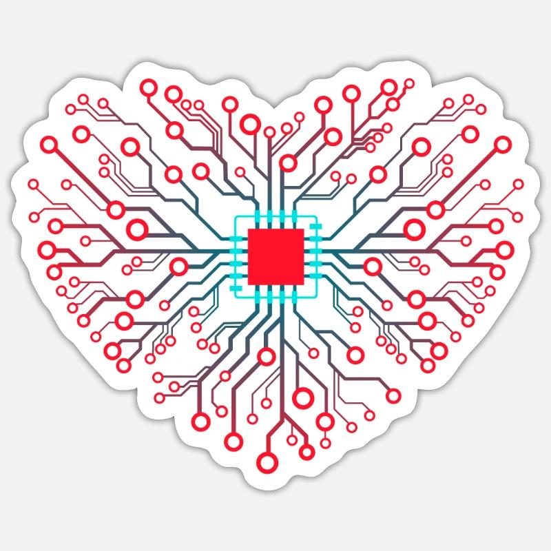 Heart of technology nerd life computer IT processor Sticker size S (10 x 10 cm)