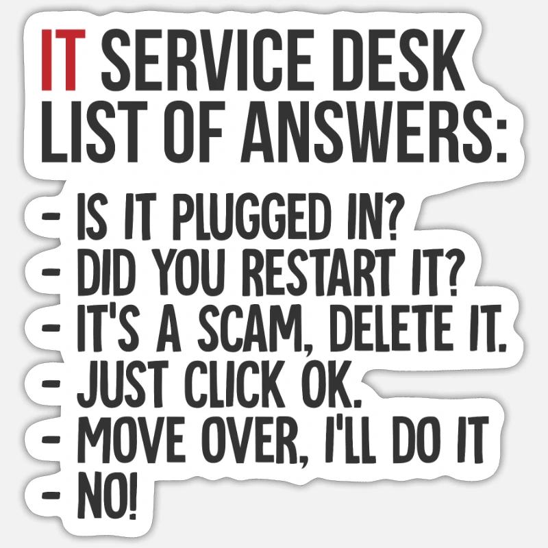 Liste des réponses du support technique informatique - Sticker taille S (10 x 10 cm) - blanc mat