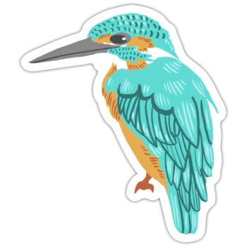 martin-pêcheur - Sticker taille S (10 x 10 cm) - blanc mat - Devant