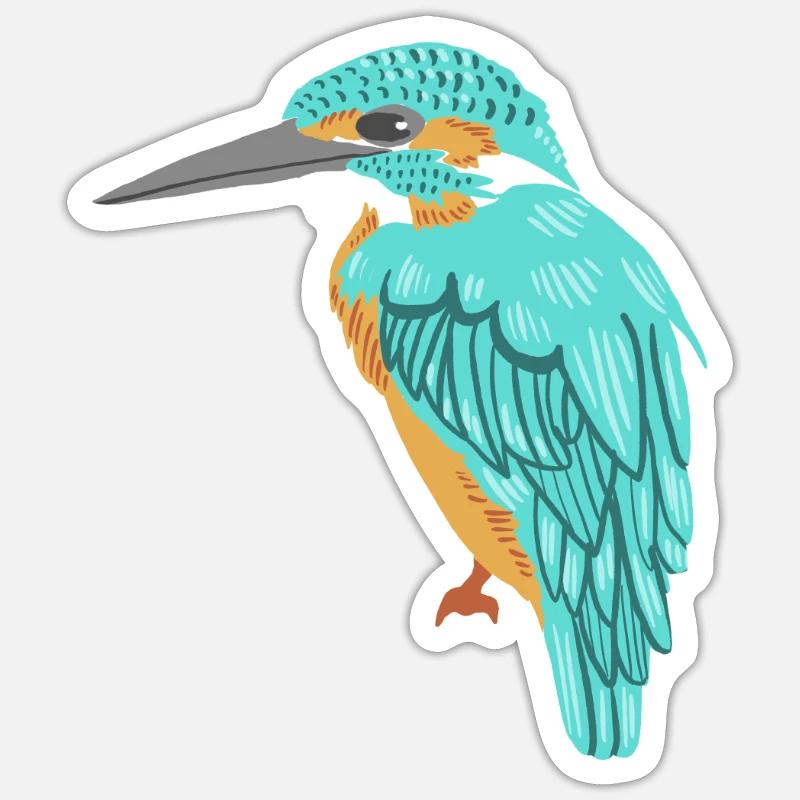 martin-pêcheur - Sticker taille S (10 x 10 cm) - blanc mat