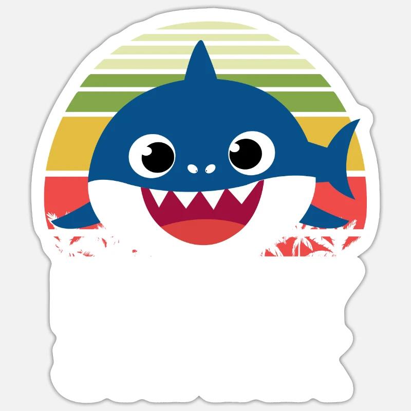 DADDY SHARK, Retro Shark - Sticker size S (10 x 10 cm) - white matte