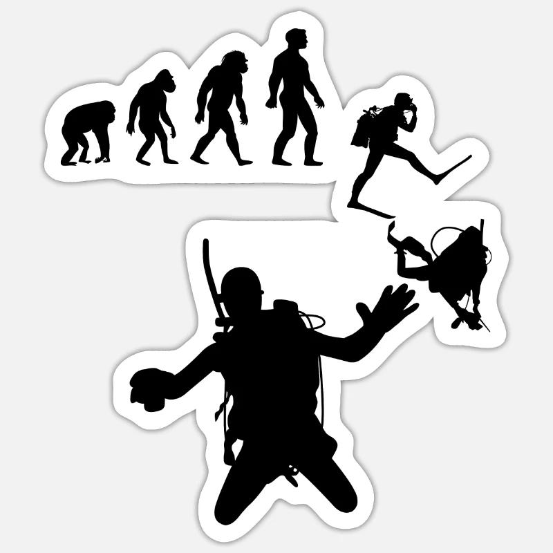 Evolution diver gift idea for scuba diving divers Sticker size S (10 x 10 cm)