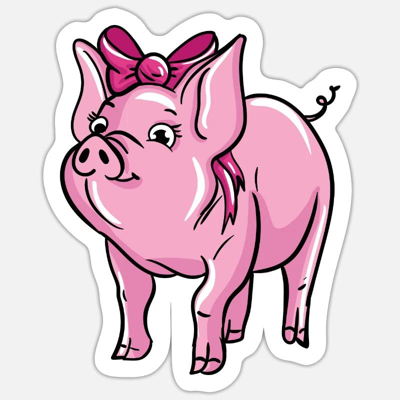 Illustration de cochon mignon - Sticker taille S (10 x 10 cm) - blanc mat